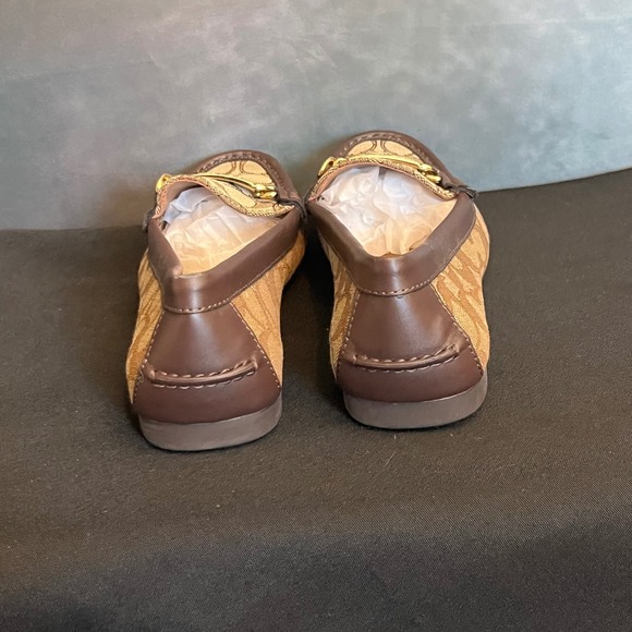 Coach Signature C Monogram Loafers Brown Gold Chain Women's Size 7 - Picture 4 of 5